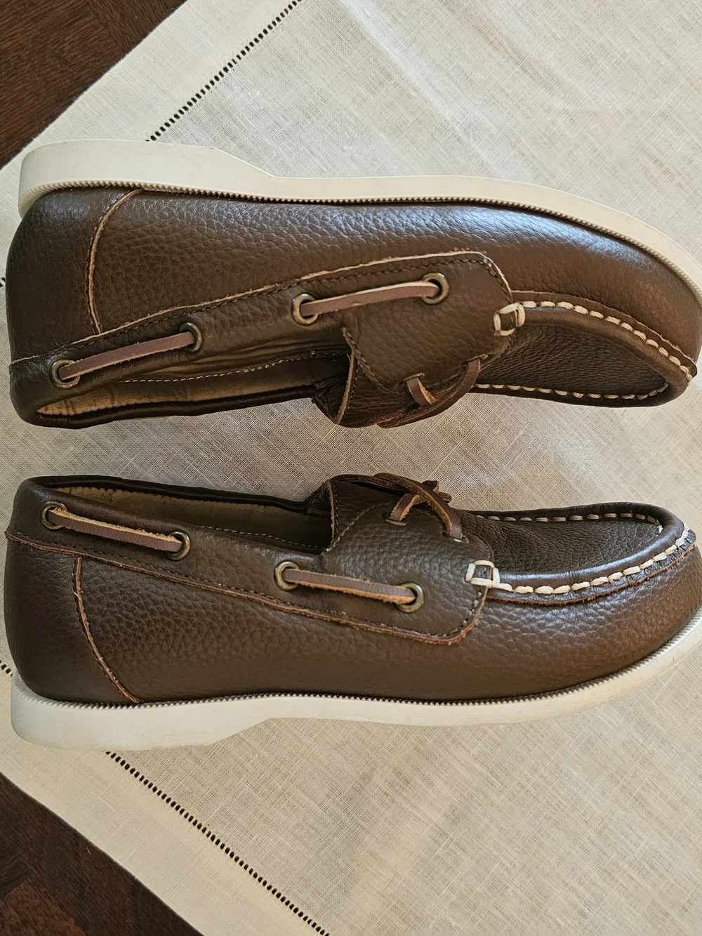Janie and Jack Brown Leather Boat Shoes Sz 13